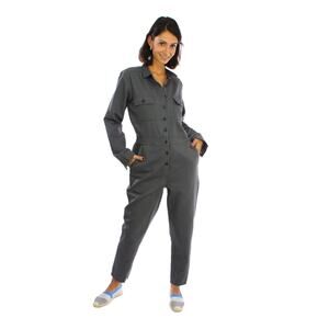 NEW!! OUTERKNOWN SIZE S Gray Mechanic Jumpsuit Ankle Pants Romper Long Sleeves
